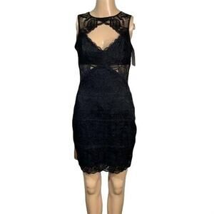 Guess Womens Bodycon Cocktail Dress Silvana Lace Cutout Stretch Black Small